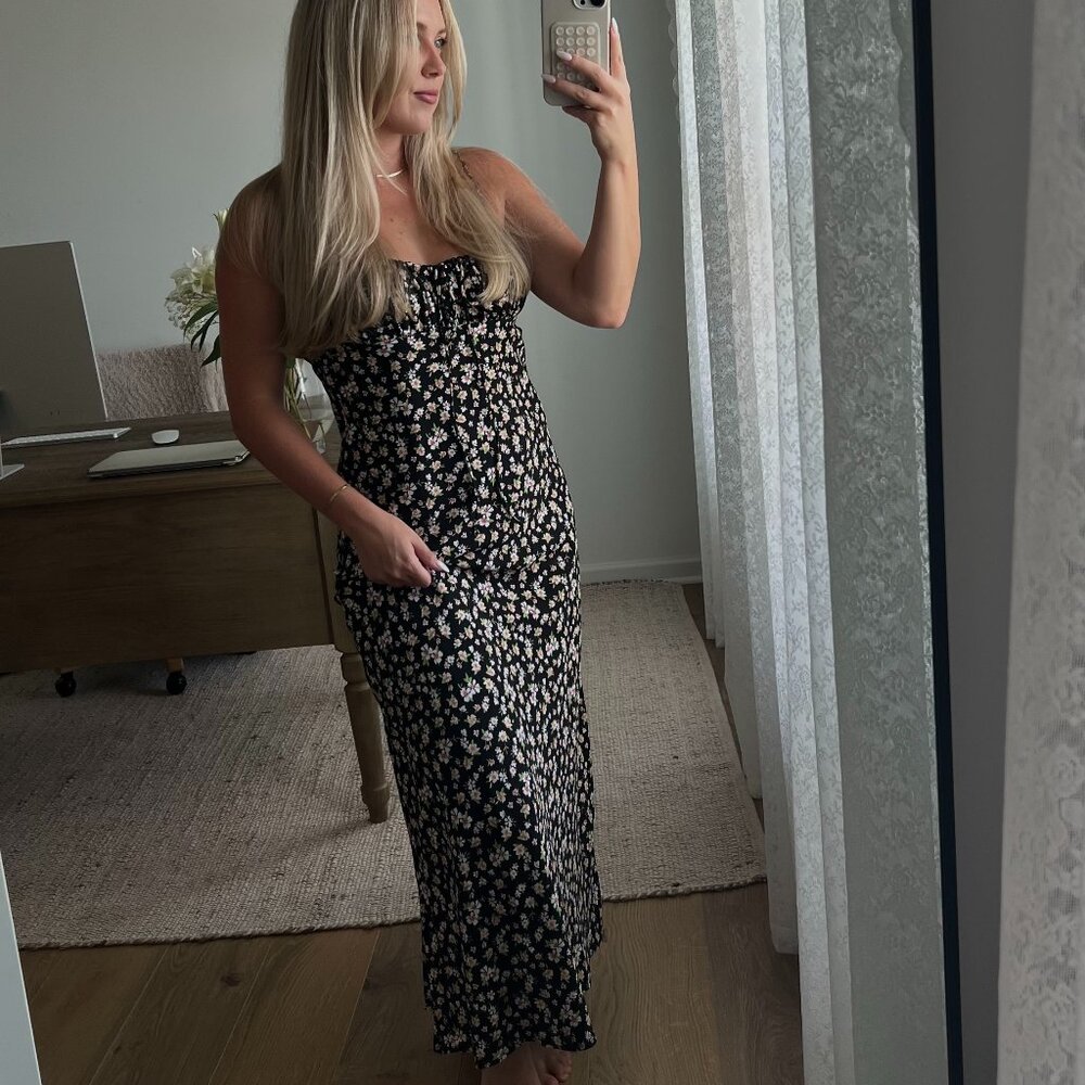 Princess Polly Kaplan Midi Dress - black white floral